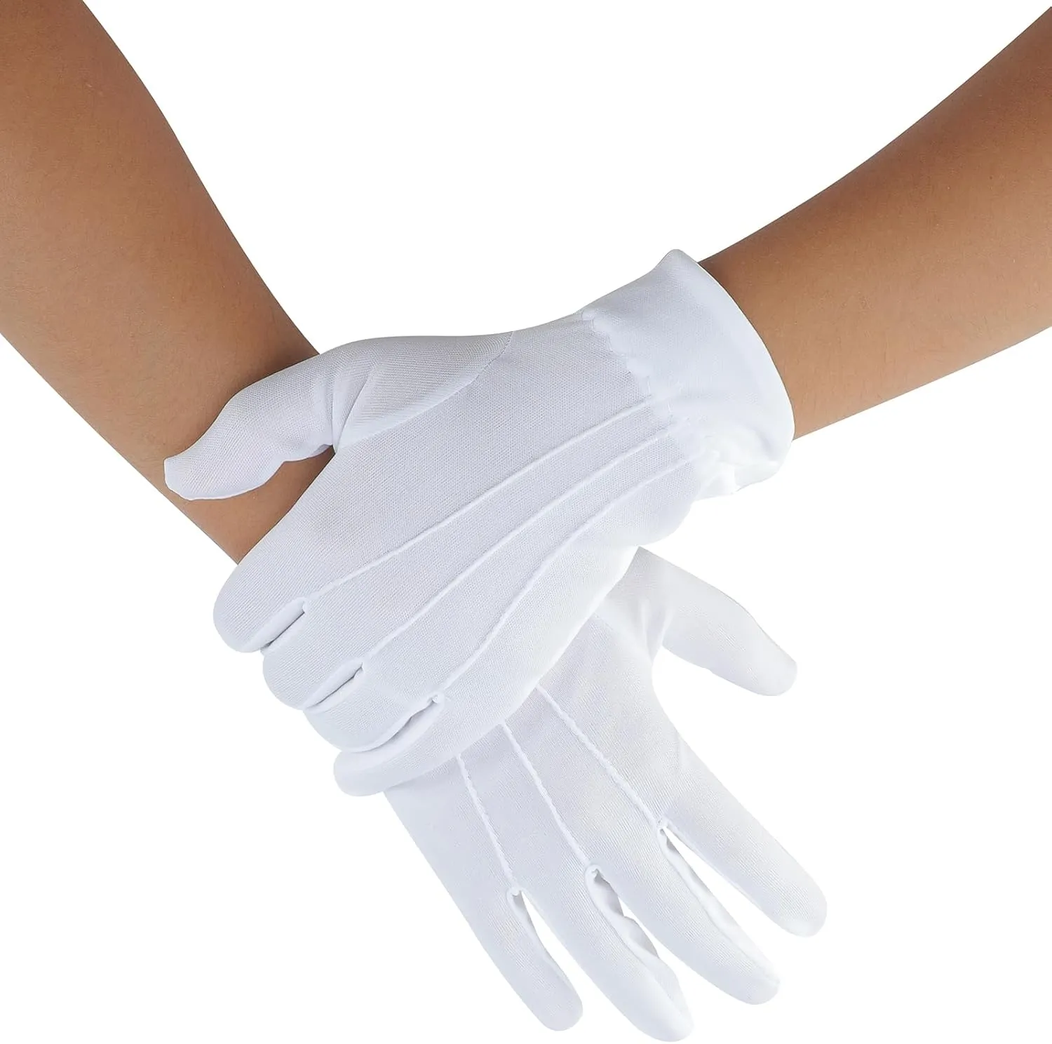 3 Pairs Cotton Gloves for Men Women, Parade Formal Costume Gloves for Tuxedo Server Jewelry Inspection Guard