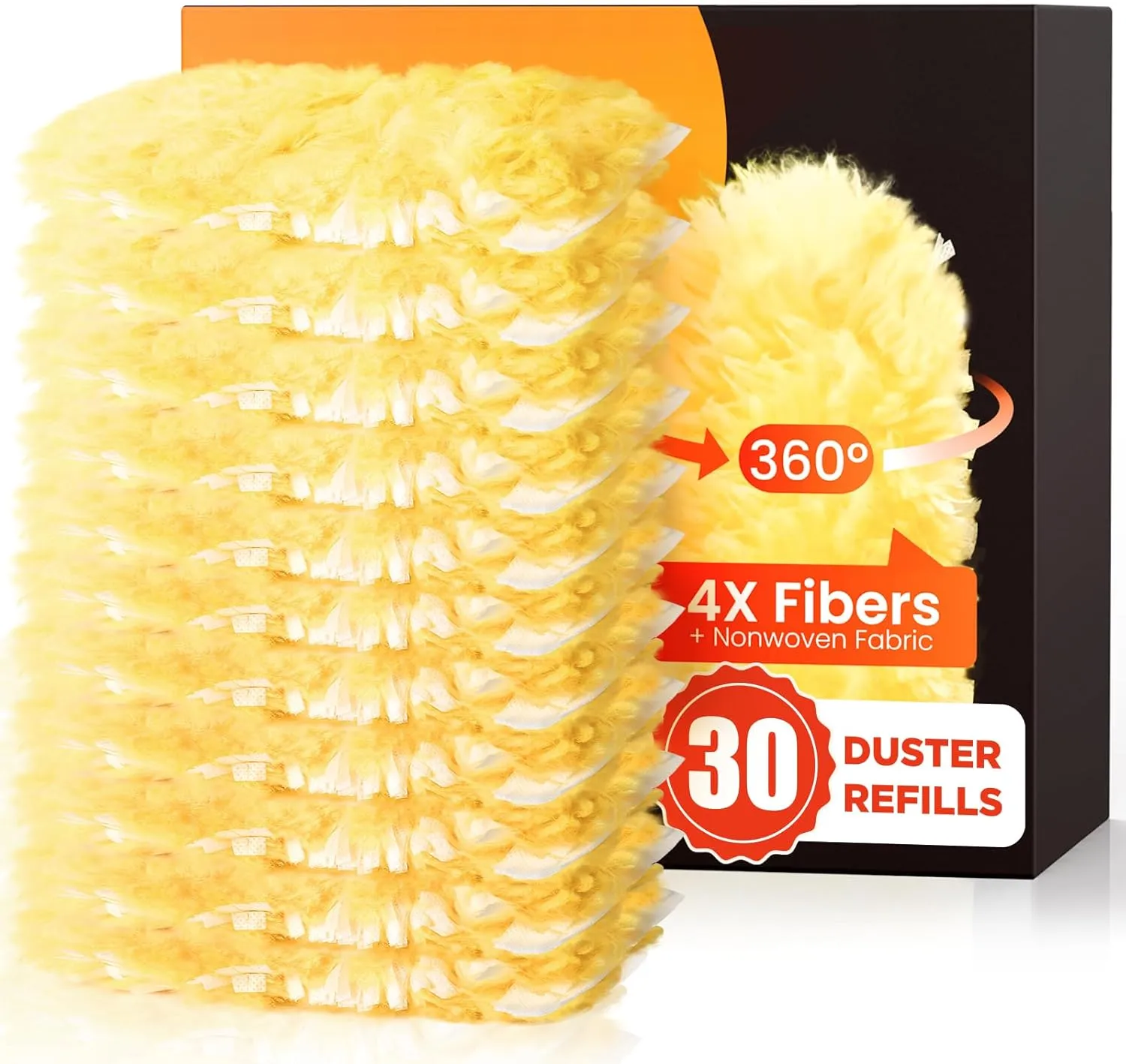 30 Count Heavy Duty Duster Refills for Swiffer, Multisurface 360 Larger Size Dusters with 4X Microfibers, Unscented Disposable Dusters for Cleaning Home, Blinds, Fans, Corners (Only Duster)