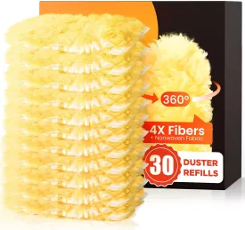 30 Count Heavy Duty Duster Refills for Swiffer, Multisurface 360 Larger Size Dusters with 4X Microfibers, Unscented Disposable Dusters for Cleaning Home, Blinds, Fans, Corners (Only Duster)