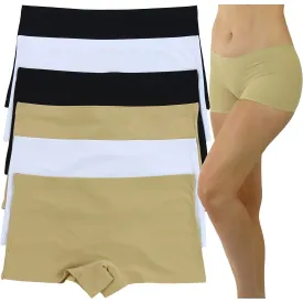 6-Pack: ToBeInStyle Women's Solid Classic Assortment No Show Boyshorts