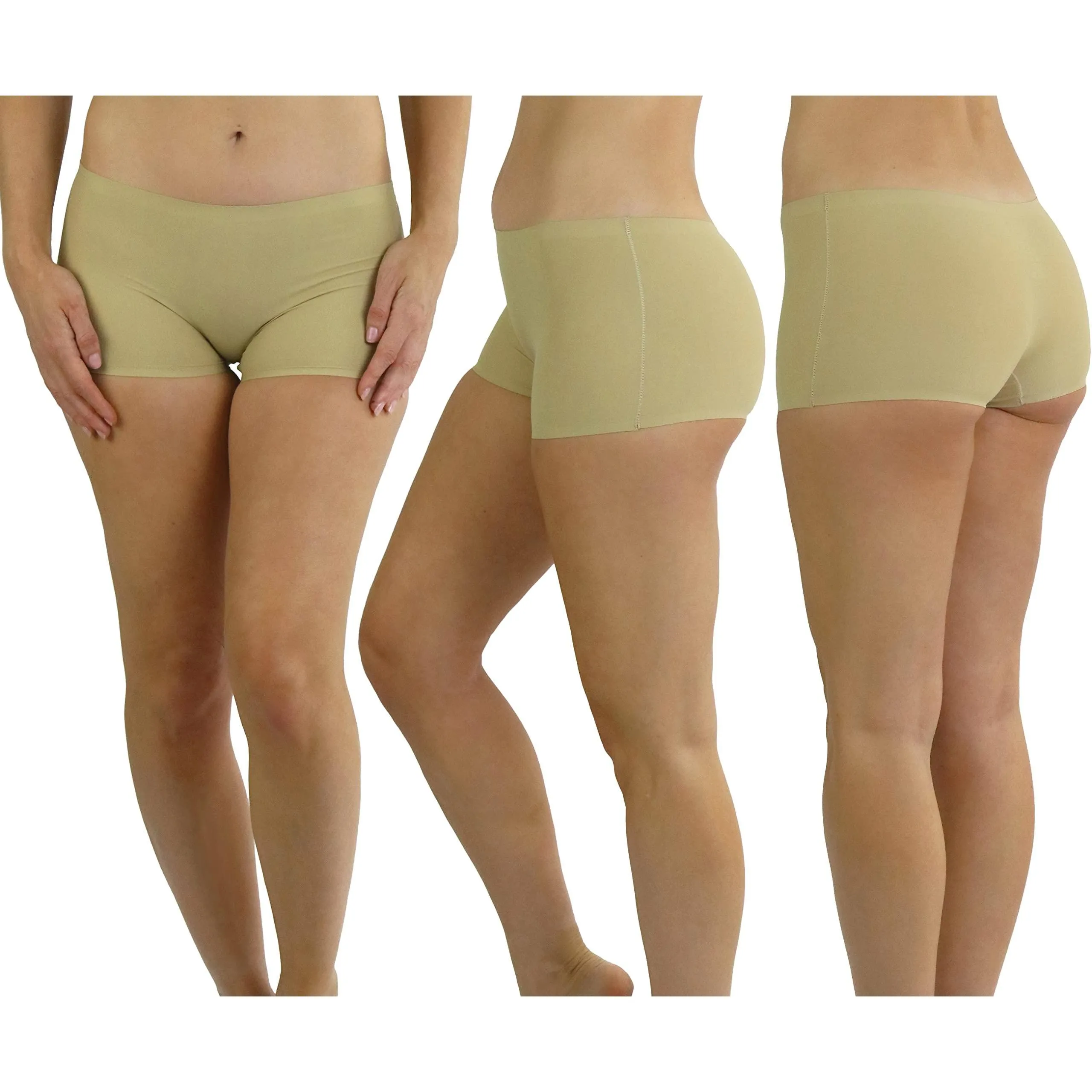 6-Pack: ToBeInStyle Women's Solid Classic Assortment No Show Boyshorts