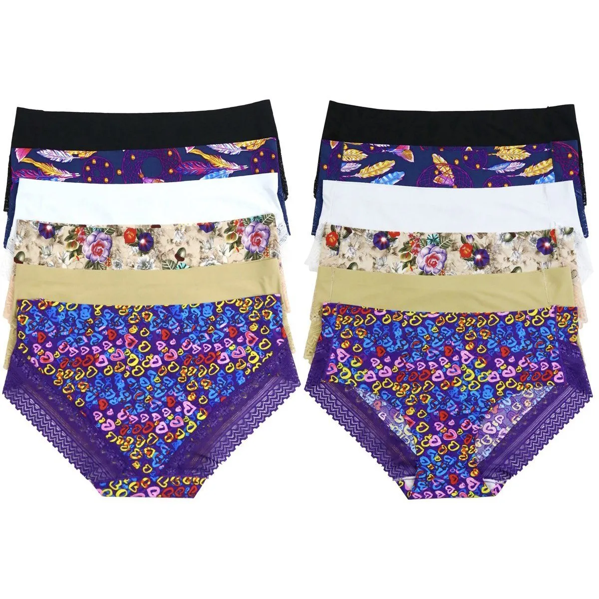 6-Pack: Women's Mid Rise Bikini No Show Panties