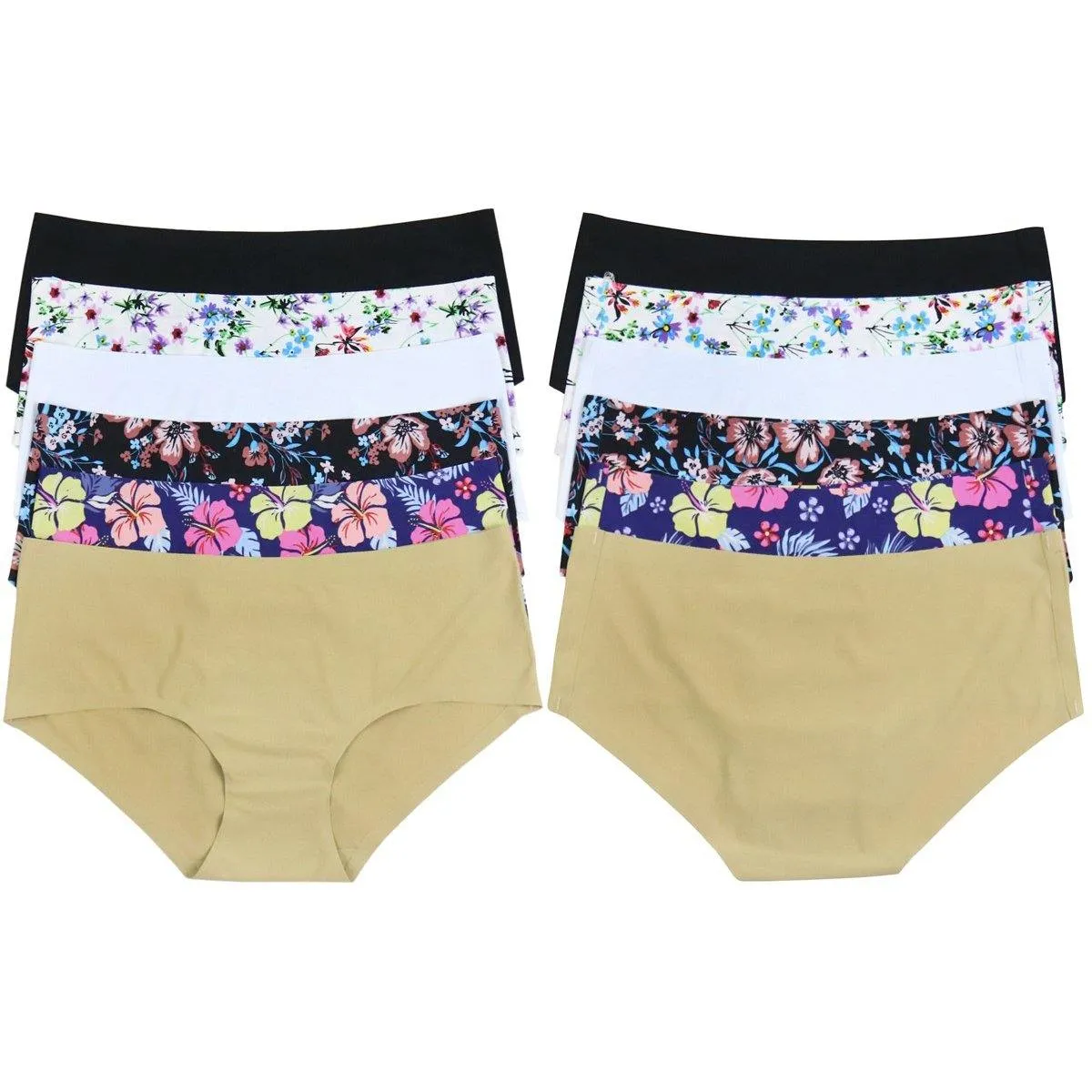 6-Pack: Women's Mid Rise Bikini No Show Panties