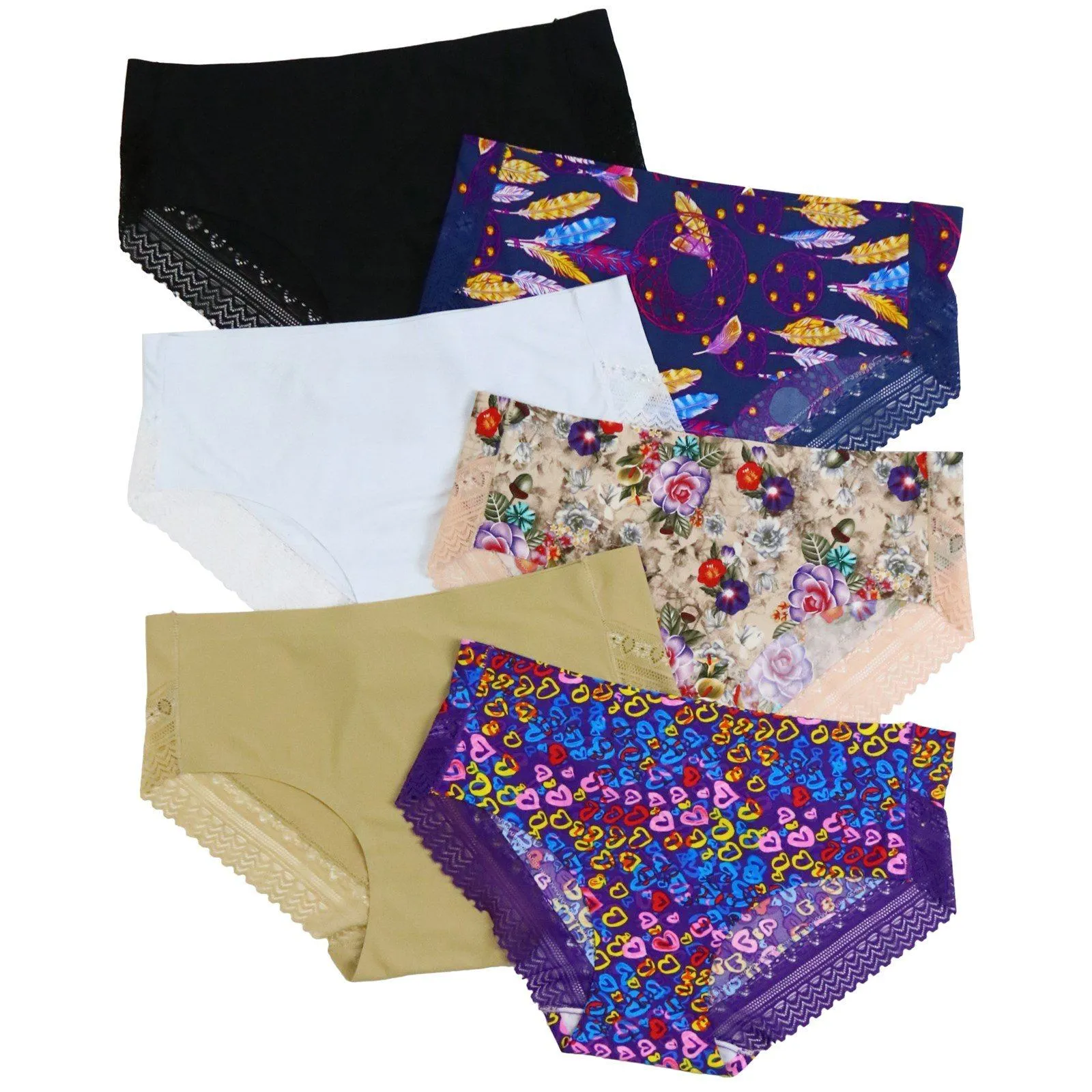 6-Pack: Women's Mid Rise Bikini No Show Panties