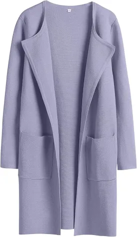 ANRABESS Women's Open Front Knit Lightweight Cardigan Casual Long Coatigan Sweater Lady Jacket Coat 2025 Fall Outerwear