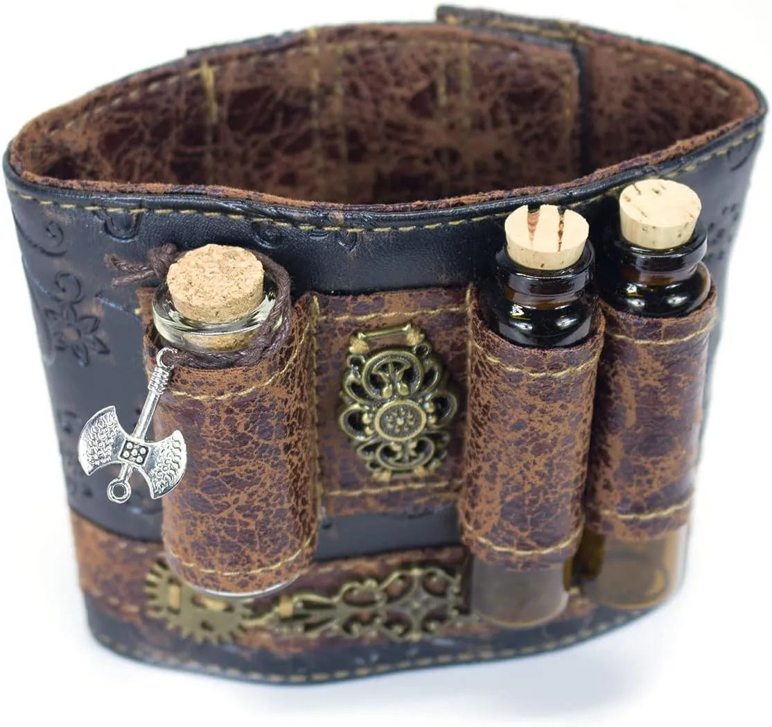 Arm Bracer Cuff Armband Wrist Guard Armor Medieval Witch Wizard Magic Cork Potion Bottle Lolita Cosplay LARP Costume