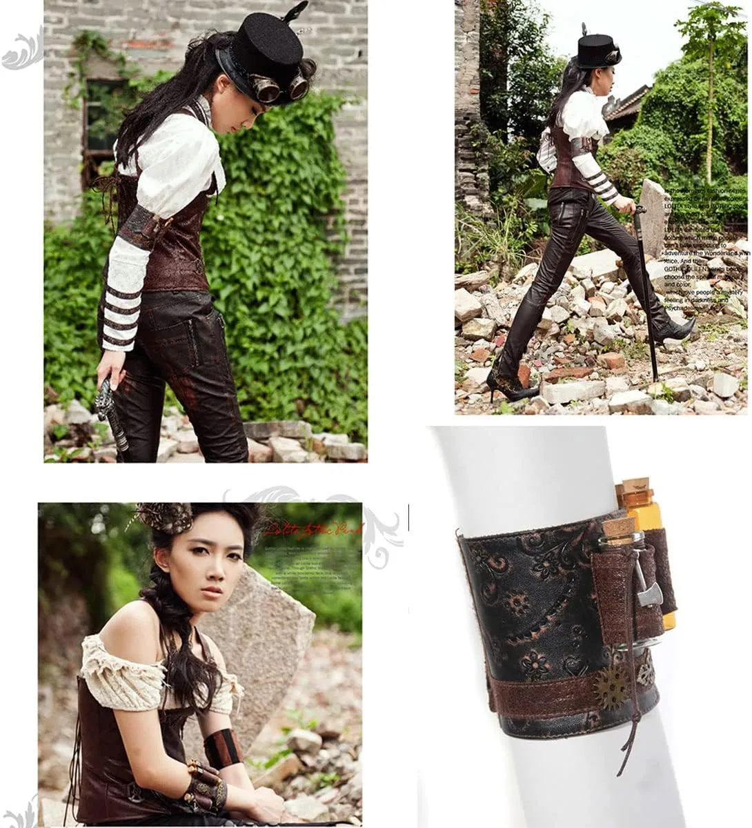 Arm Bracer Cuff Armband Wrist Guard Armor Medieval Witch Wizard Magic Cork Potion Bottle Lolita Cosplay LARP Costume