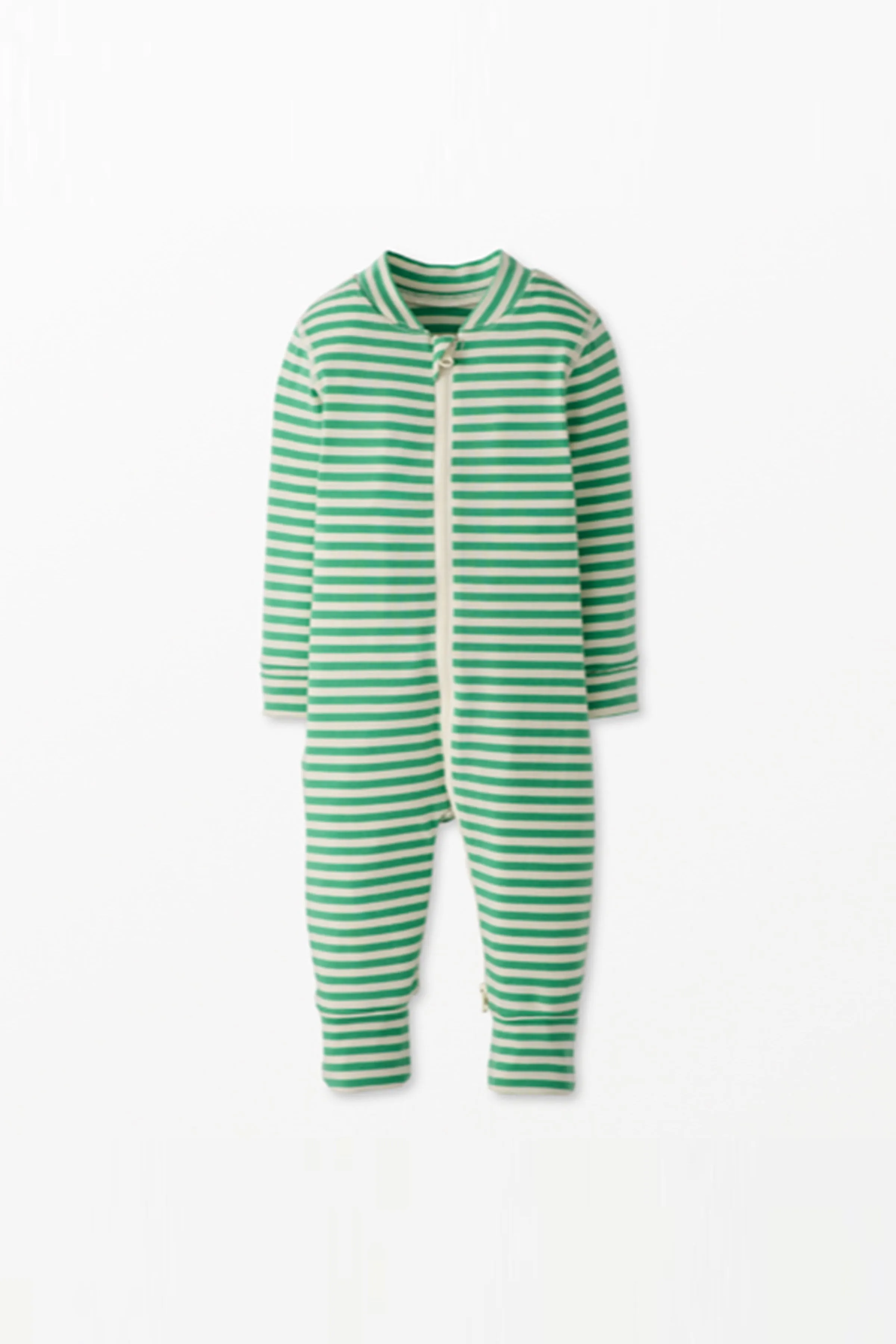 Baby Striped Zip Sleeper (Green)