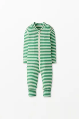 Baby Striped Zip Sleeper (Green)