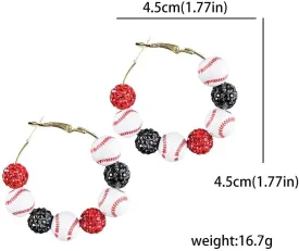 Baseball Earrings Sports Ball Shape Hoop Earrings Basketball Tennis Beaded Earrings for Women Team Sport Lover Jewelry Accessories Gifts