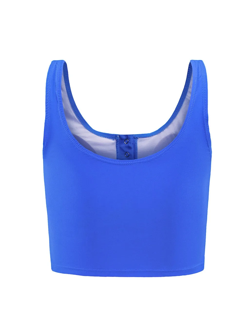 Blue Square Neck Sleeveless Leopard Print Tankini Set