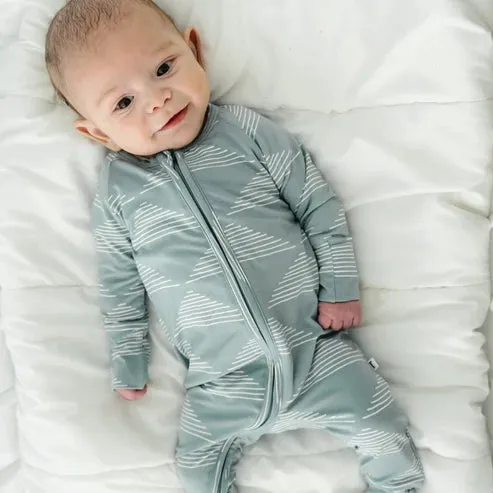 Blue Triangles Zip Romper