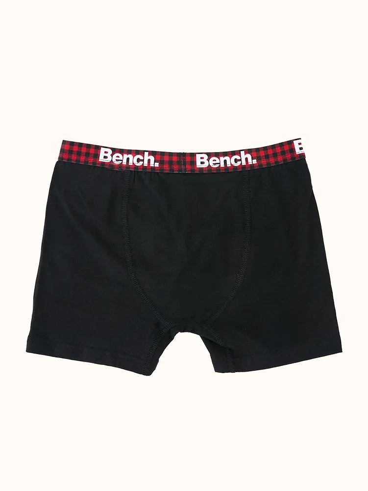 Boys' Boxer Briefs (3 Pack) - Black Plaid