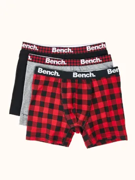 Boys' Boxer Briefs (3 Pack) - Black Plaid