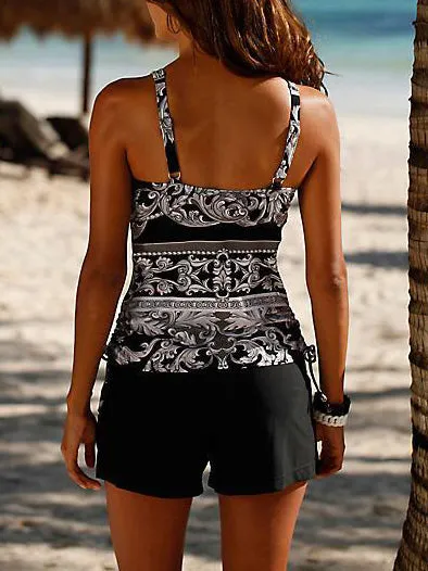 Casual Printed Tankini Swimwear Set