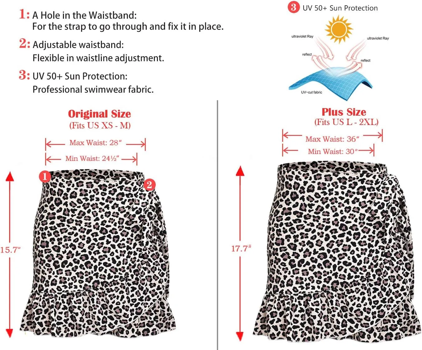 ChinFun Women's Ruffle Sarongs Beach Wrap Cover Up Swimwear Bikini Bottoms High Waisted Tankini Swim Skirts Swimdress