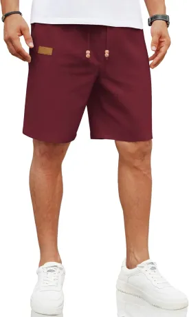COOFANDY Mens Casual Linen Shorts Elastic Waist Drawstring Loose Fit Summer Beach Vacation Shorts with Pockets