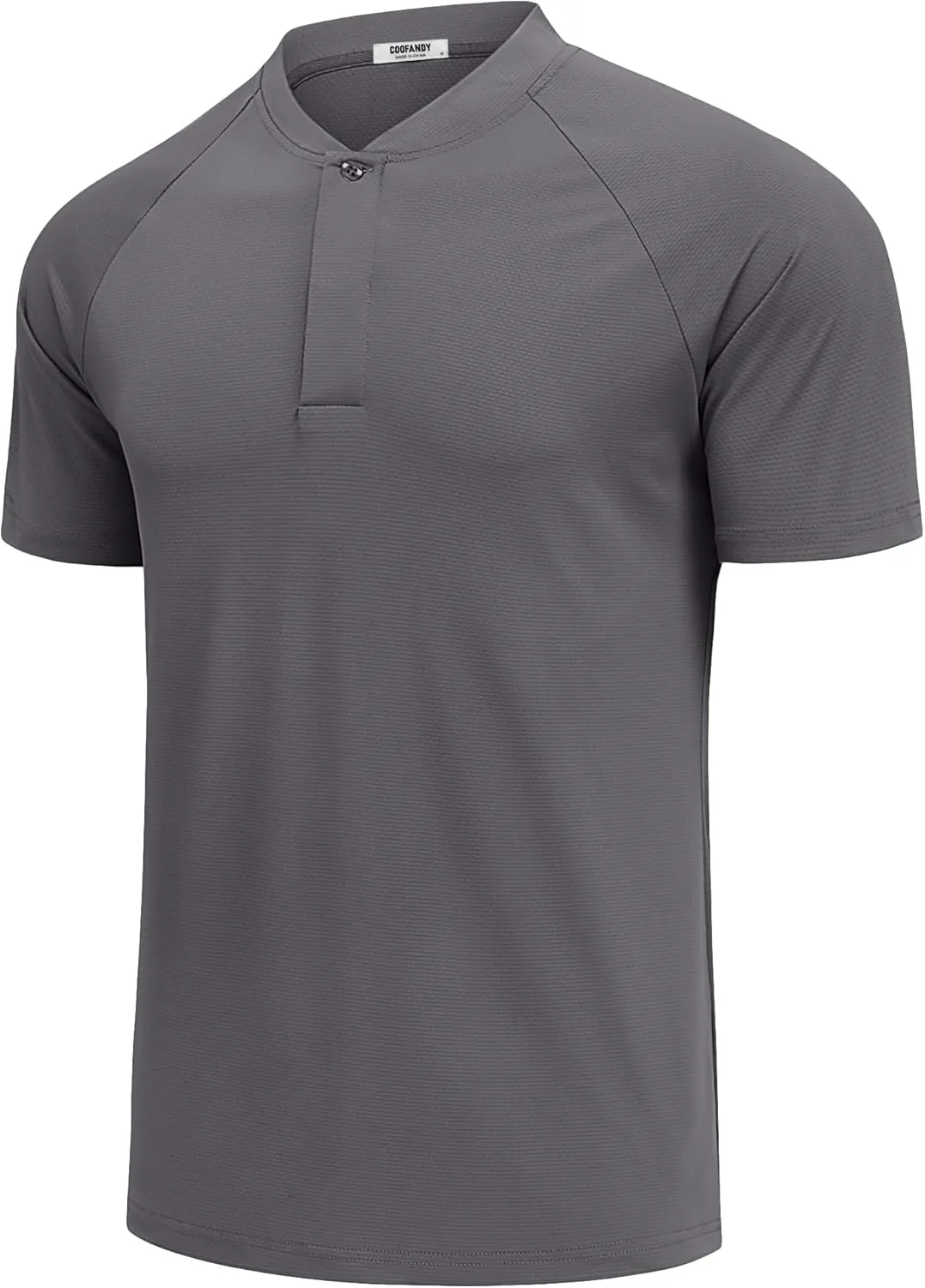 COOFANDY Men's Quick Dry Golf Polo Shirts Short Sleeve Henley Shirt Active Athletic Collarless Sports T Shirts