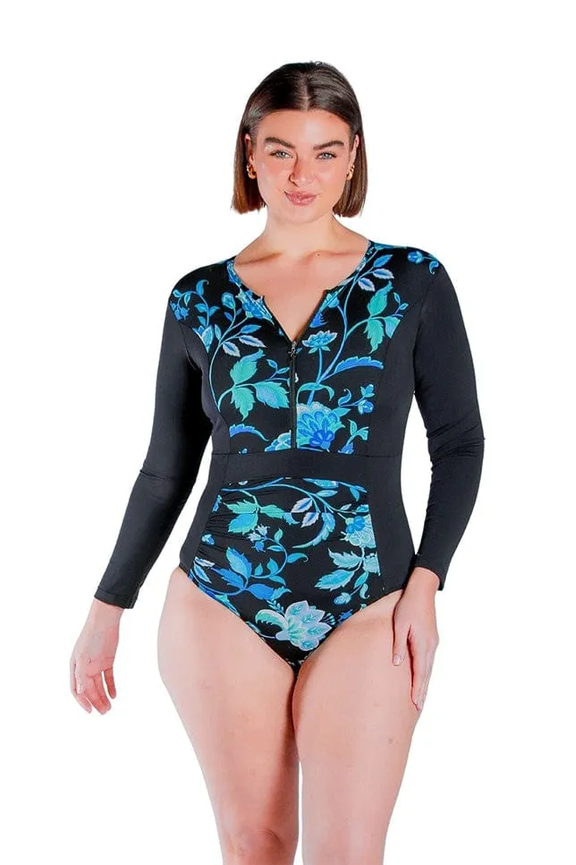 Corsica Turquoise Chlorine Resistant Long Sleeve One Piece