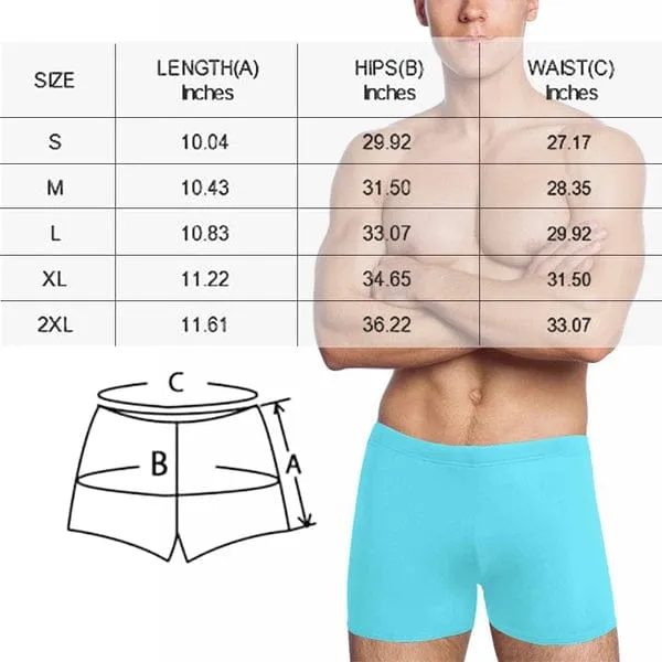 Custom Face Flamingo Men's Athletic Swim Jammers Quick Dry Waterproof Compression Square Leg Swim Briefs Swimsuit