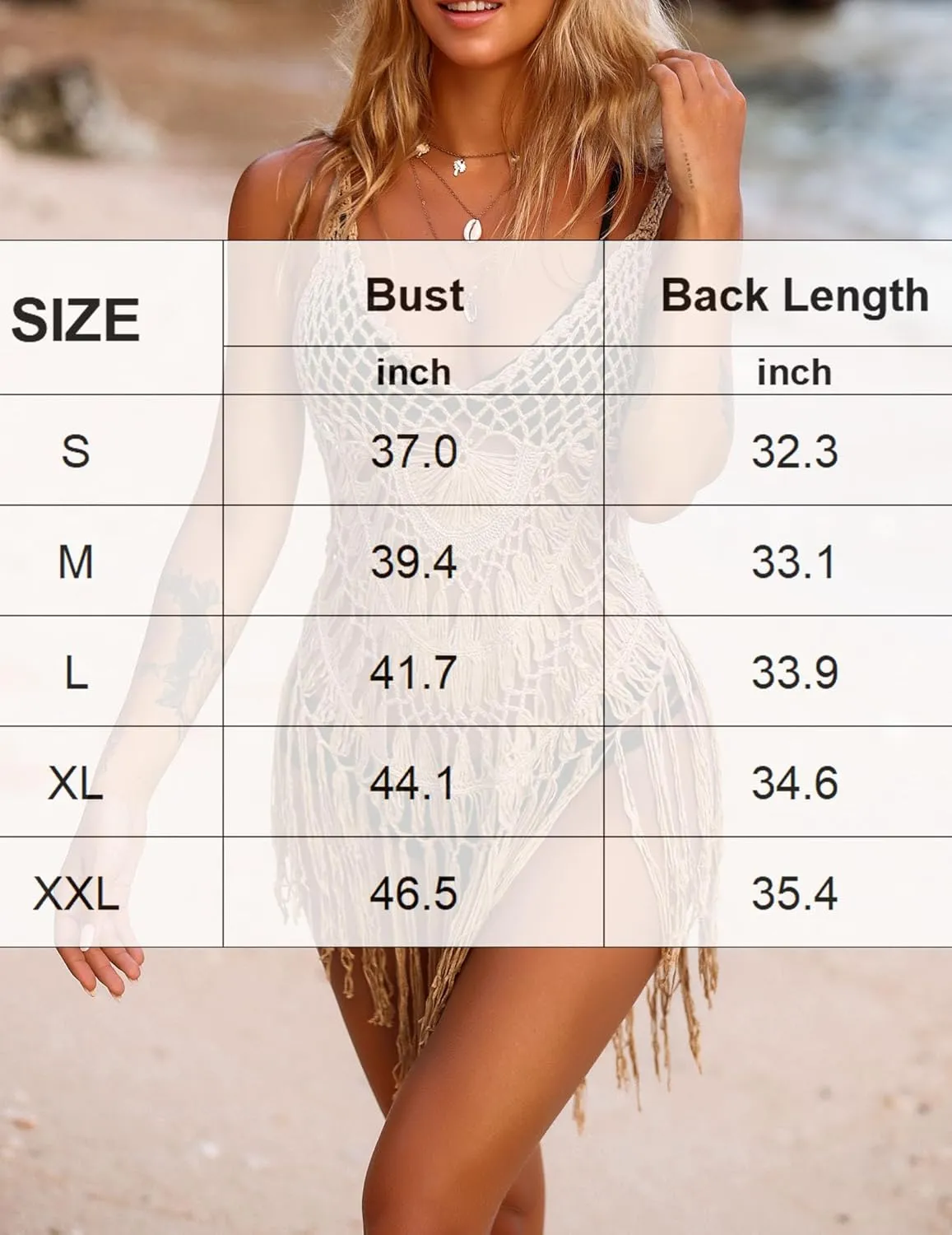 Ekouaer Beach Swimsuit Cover Up Women Crochet Bikini Coverups Summer Pool Swimwear Tassel Dress