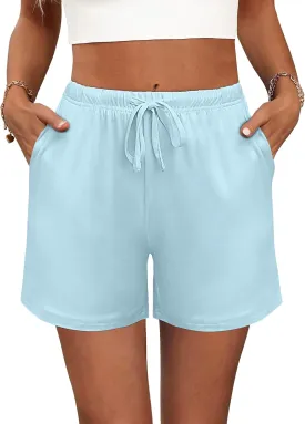 Ekouaer Pajama Shorts for Women Soft Comfy Lounge Shorts Drawstring Pj Shorts Short Pajama Bottoms with Pockets S-XXL