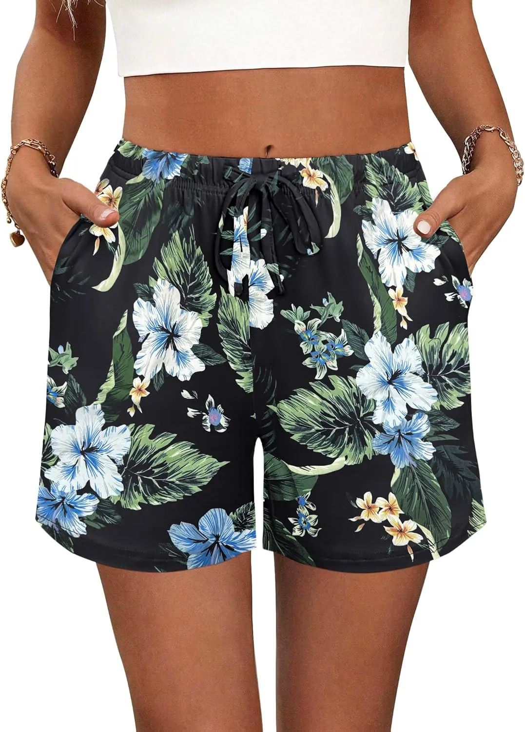 Ekouaer Pajama Shorts for Women Soft Comfy Lounge Shorts Drawstring Pj Shorts Short Pajama Bottoms with Pockets S-XXL
