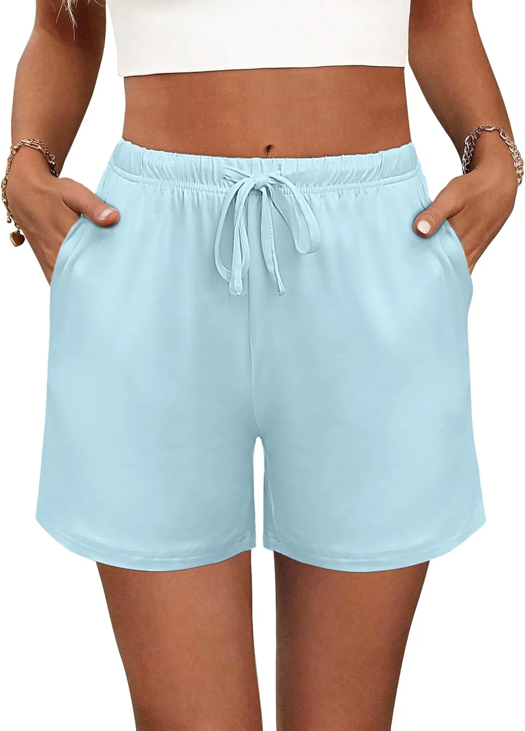 Ekouaer Pajama Shorts for Women Soft Comfy Lounge Shorts Drawstring Pj Shorts Short Pajama Bottoms with Pockets S-XXL