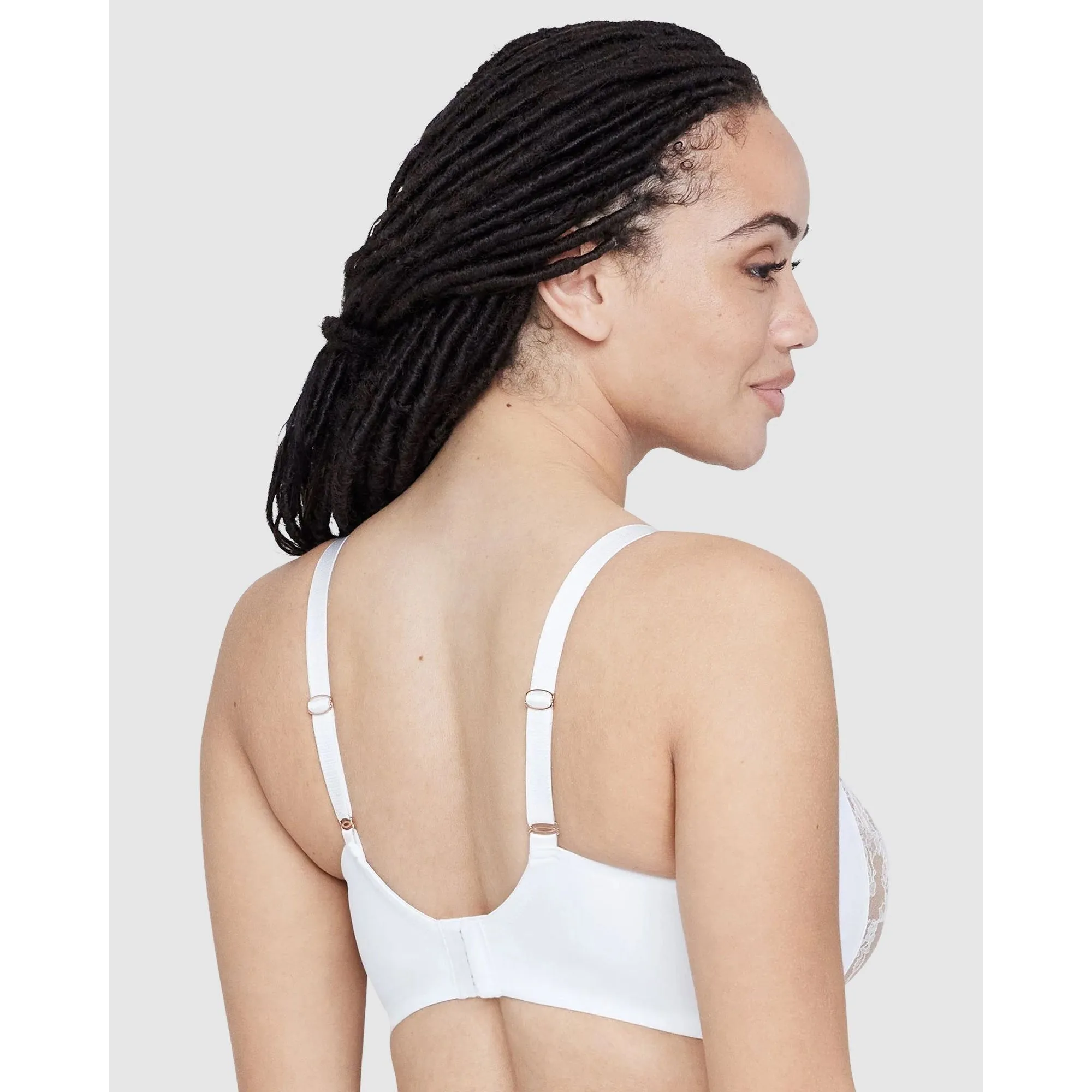 Entice Fuller Bust Sheer Lace Bra with Side Support White/Nylon