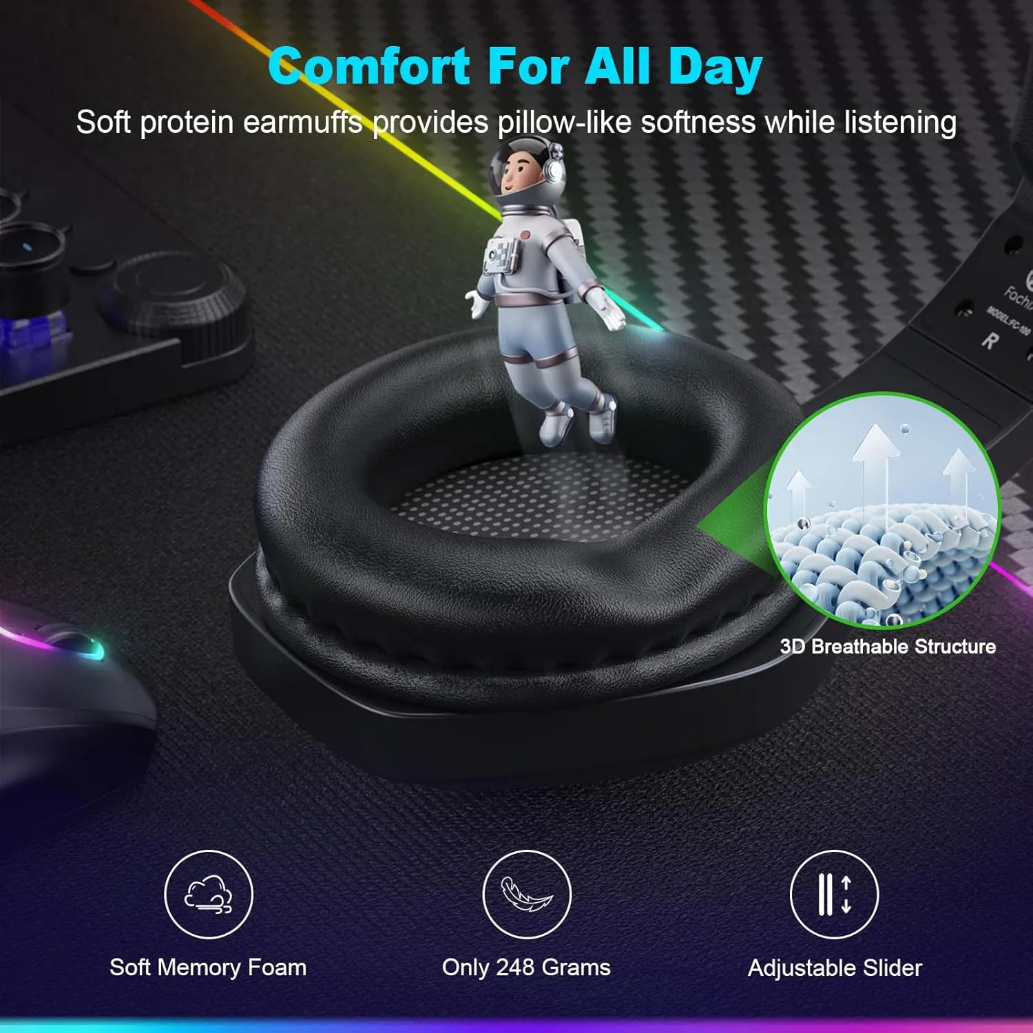 FC100 Wireless Gaming Headset with Microphone for PS5, PS4- Gamer Headset with Mic - Bluetooth Headphones with 50Hrs Battery Life - for PC, Mac, Tablets, Switch and Smartphones