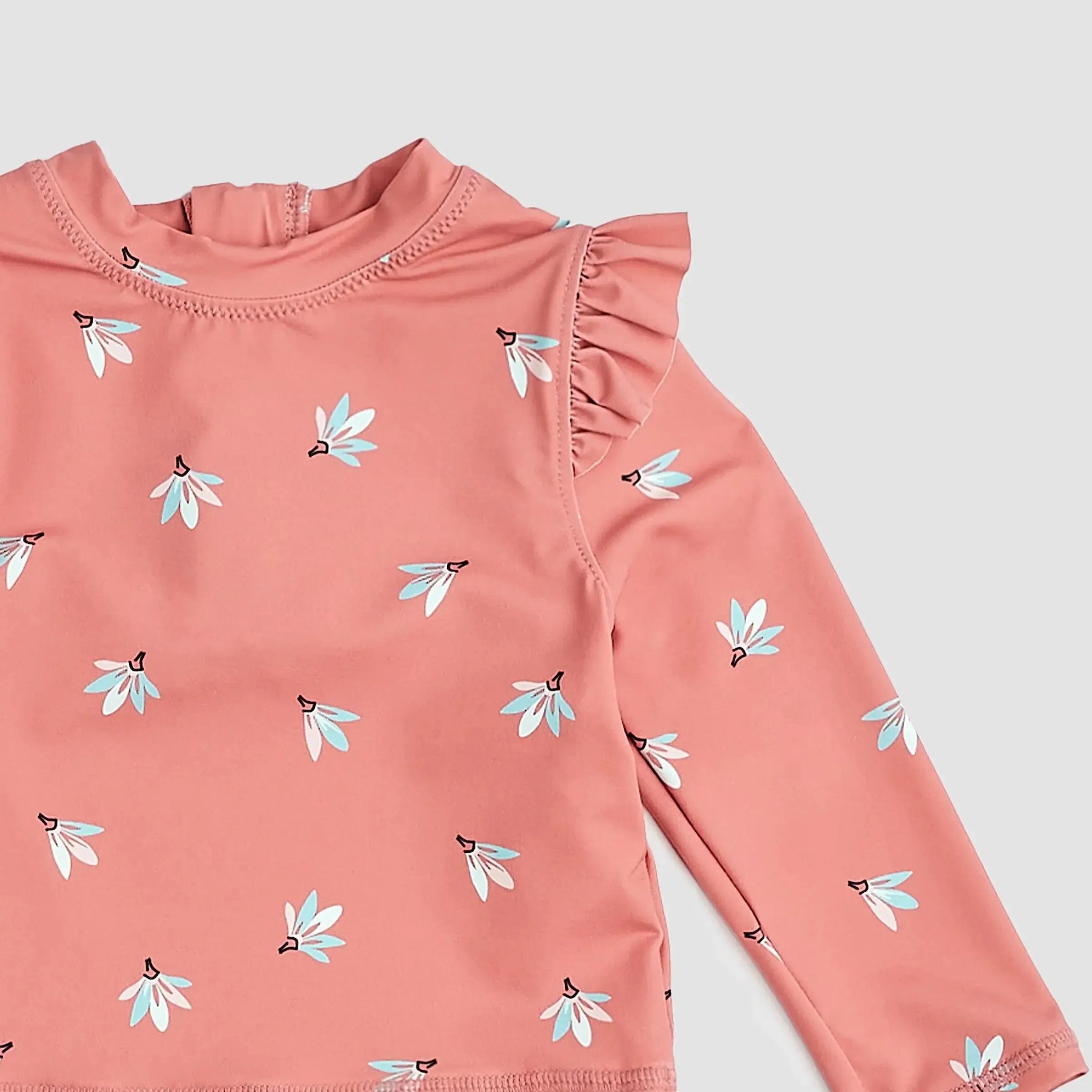 Floral On Deep Pink Long-Sleeve Rashguard Swim Set | Miles The Label