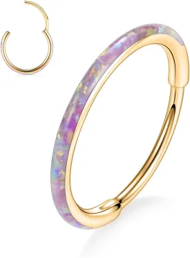 GAGABODY Conch Jewelry 20g 18g Septum Jewelry 16 Gauge Earrings Conch Hoop Daith Earrings Surgical Steel Lip Rings with Opal Paved Hinged Nose Rings Helix Rook Cartlidge Earrings Hoop
