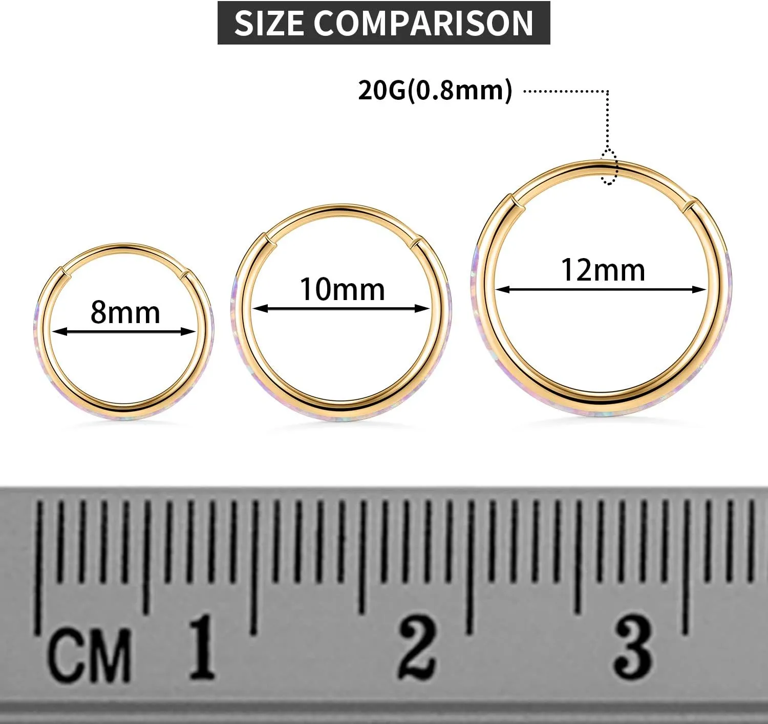 GAGABODY Conch Jewelry 20g 18g Septum Jewelry 16 Gauge Earrings Conch Hoop Daith Earrings Surgical Steel Lip Rings with Opal Paved Hinged Nose Rings Helix Rook Cartlidge Earrings Hoop