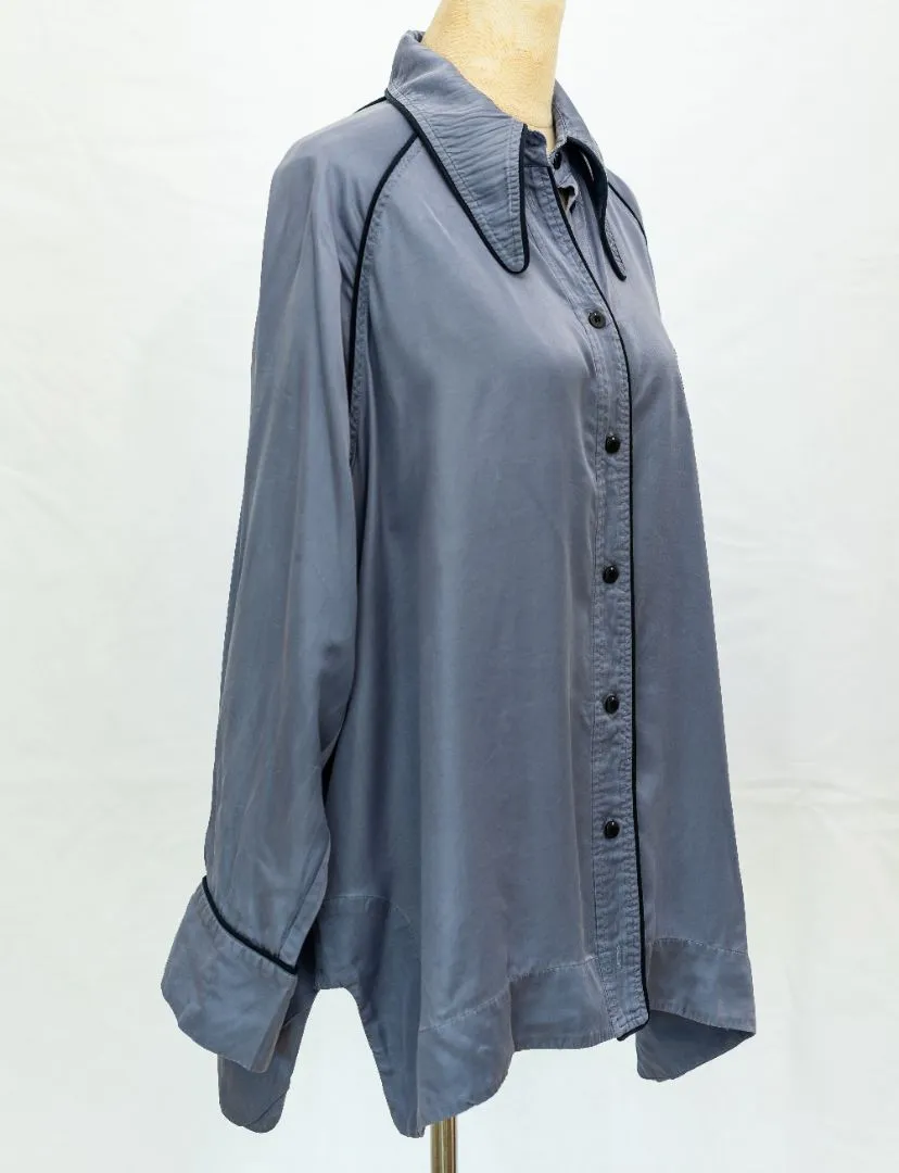 Ganni Blue Button Up Pajama Top