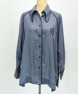 Ganni Blue Button Up Pajama Top