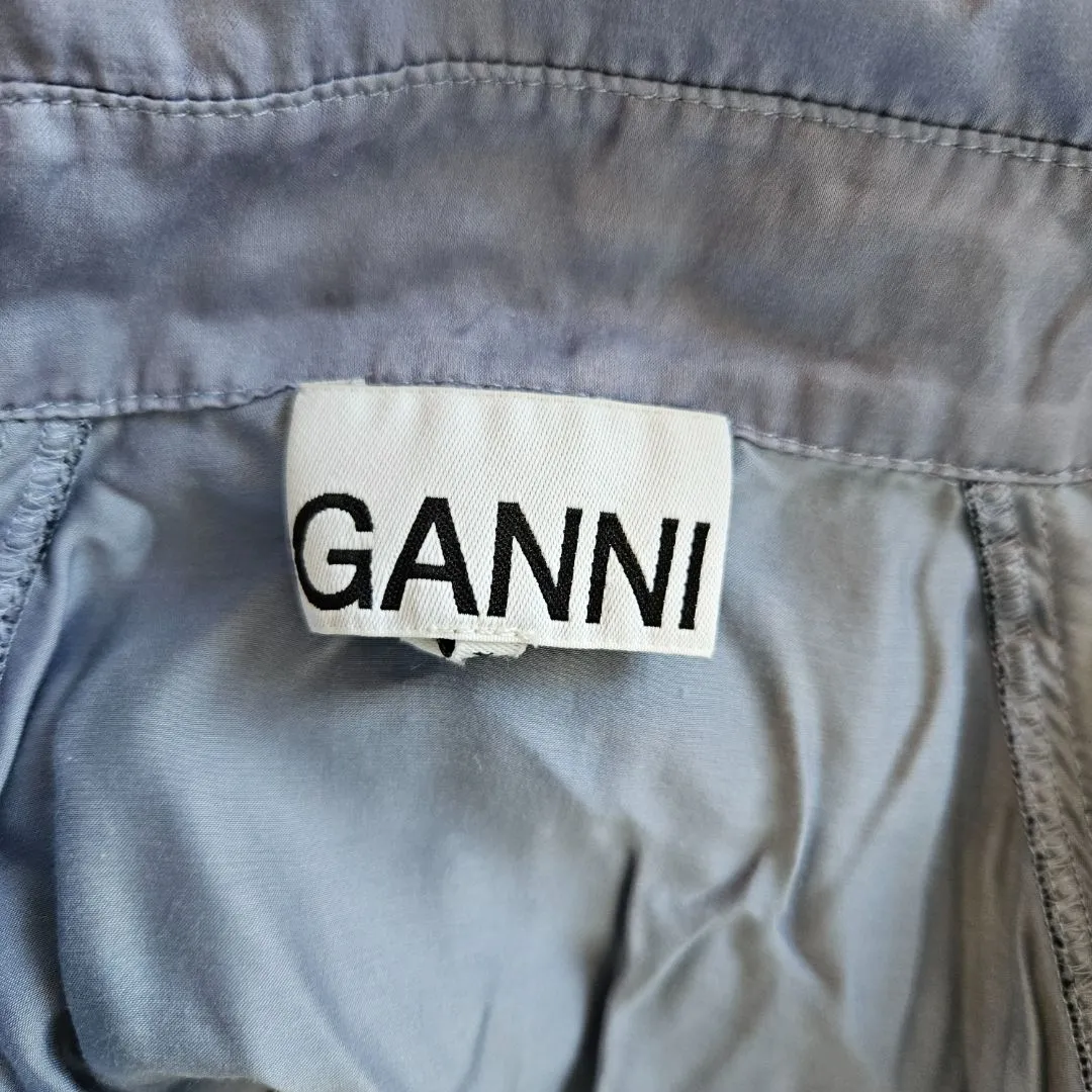 Ganni Blue Button Up Pajama Top