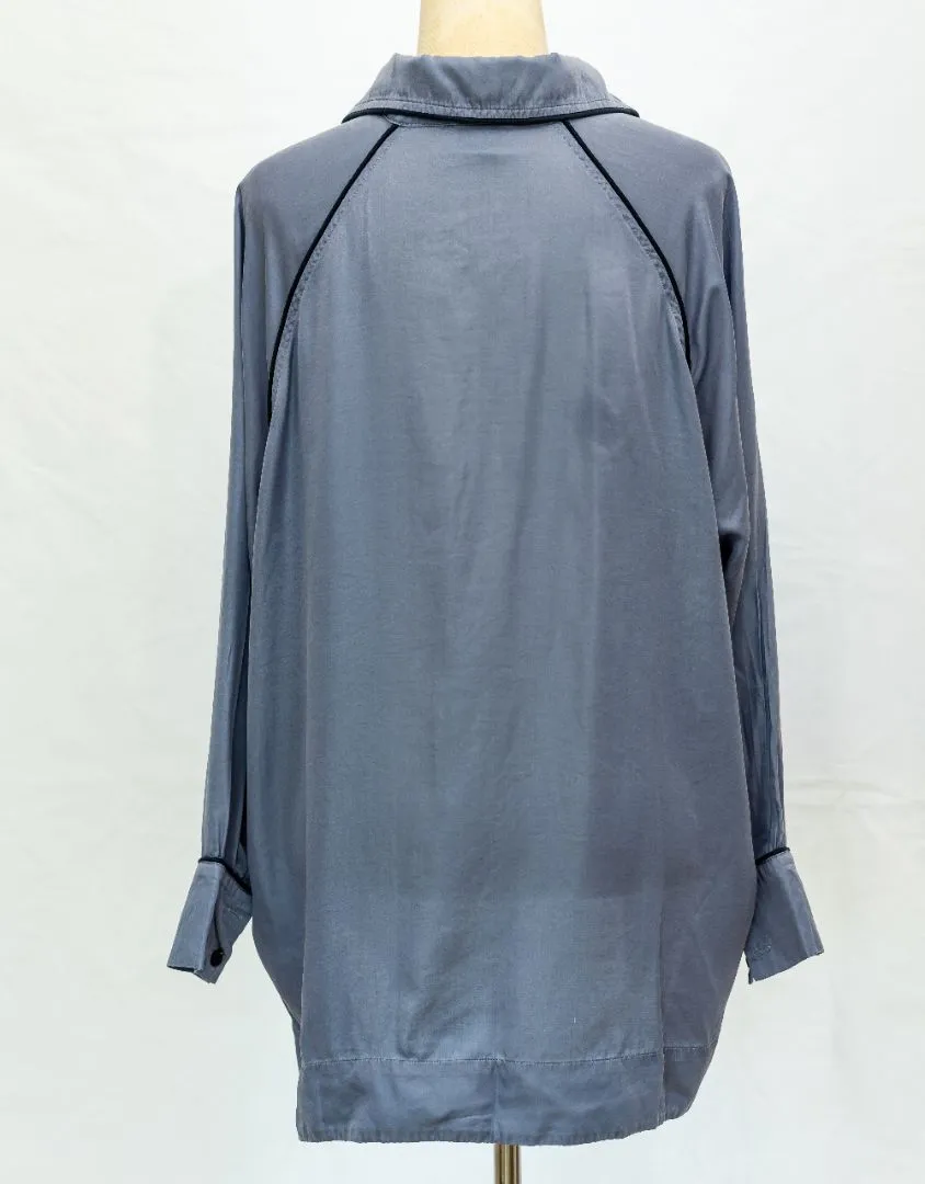 Ganni Blue Button Up Pajama Top