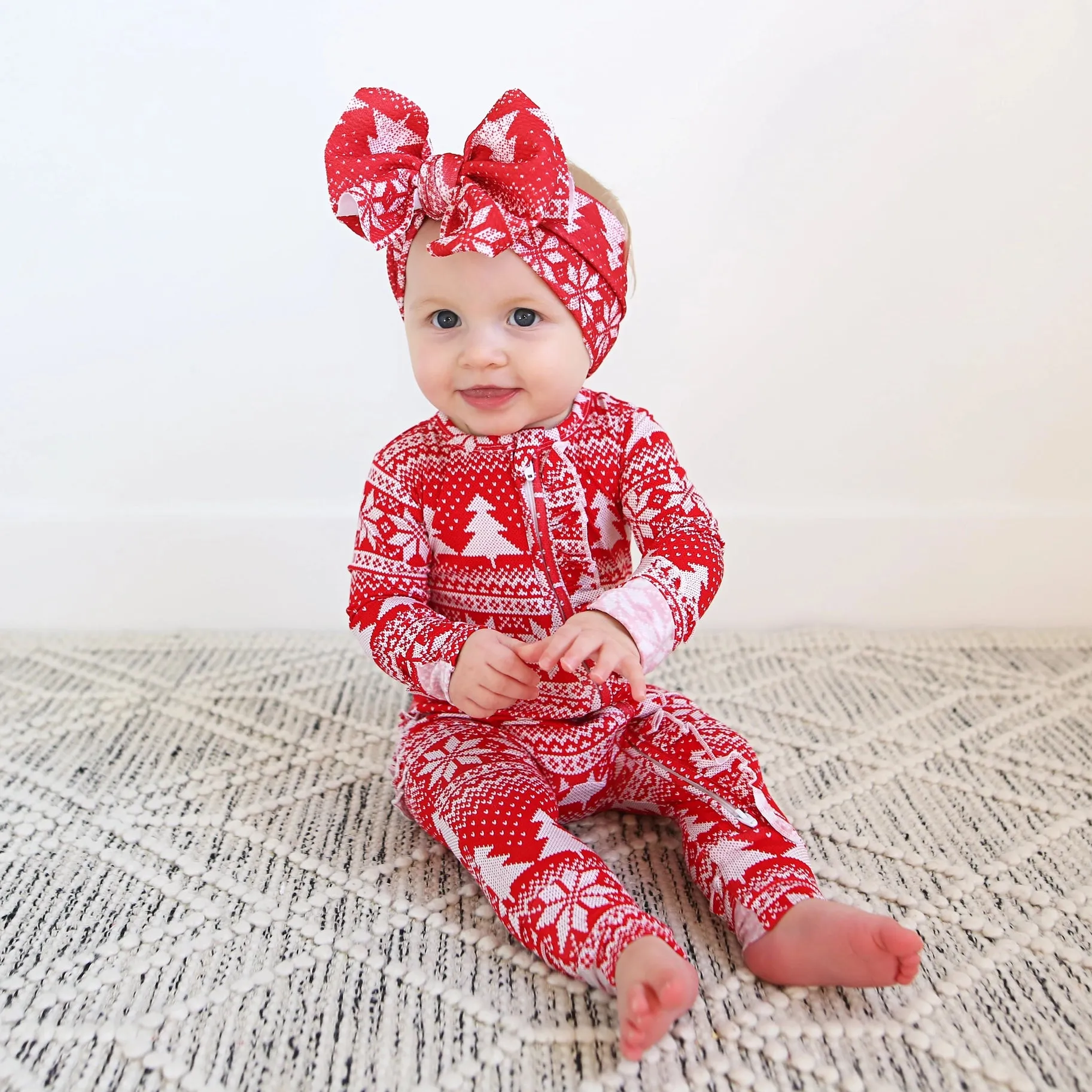 Gigi and Max Clark Christmas Sweater Ruffle Zip One Piece