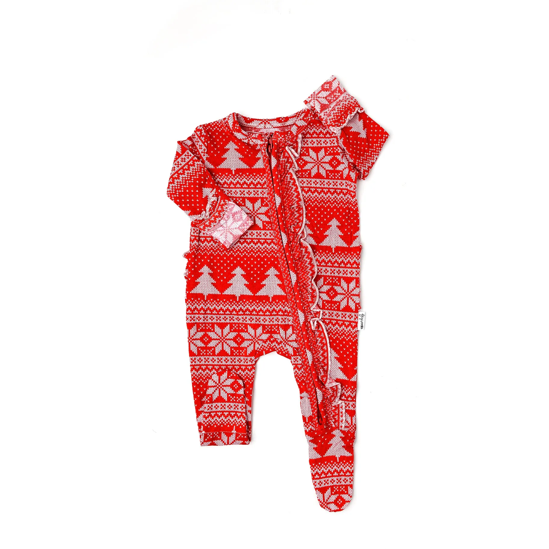 Gigi and Max Clark Christmas Sweater Ruffle Zip One Piece