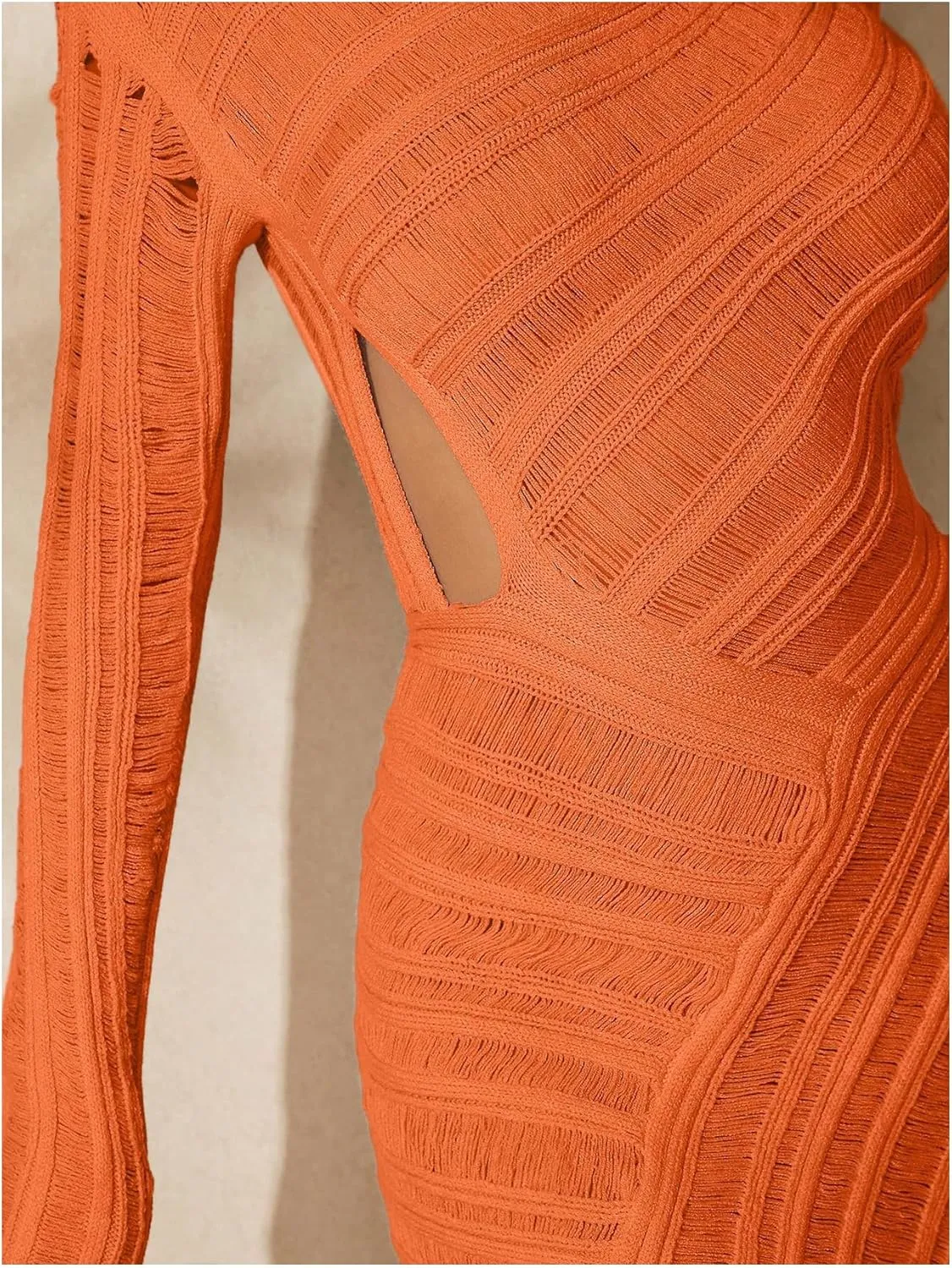 GORGLITTER Women's Long Sleeve Bodycon Asymmetrical Mini Dress Sexy Cut Out Sheer Party Dresses