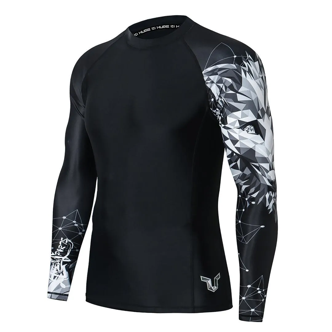 Graphic UPF50  Long Sleeve Rash Guard for Men - Fox Style