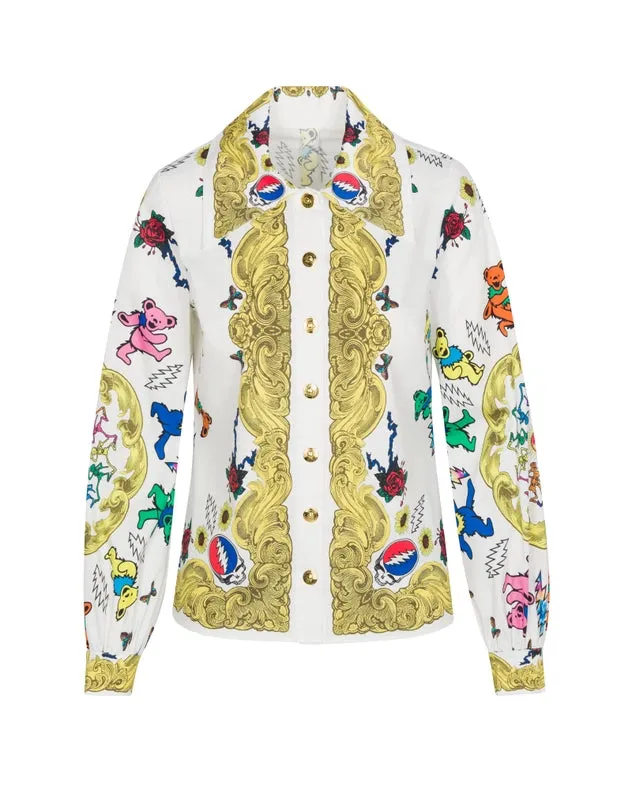 Grateful Dead Fabulous Button Down Scarf Blouse