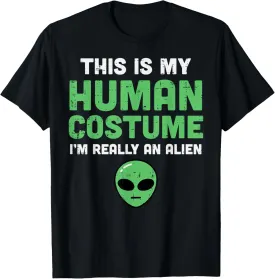 Halloween Human Costume Im Alien Funny Men Women Kids Boys T-Shirt