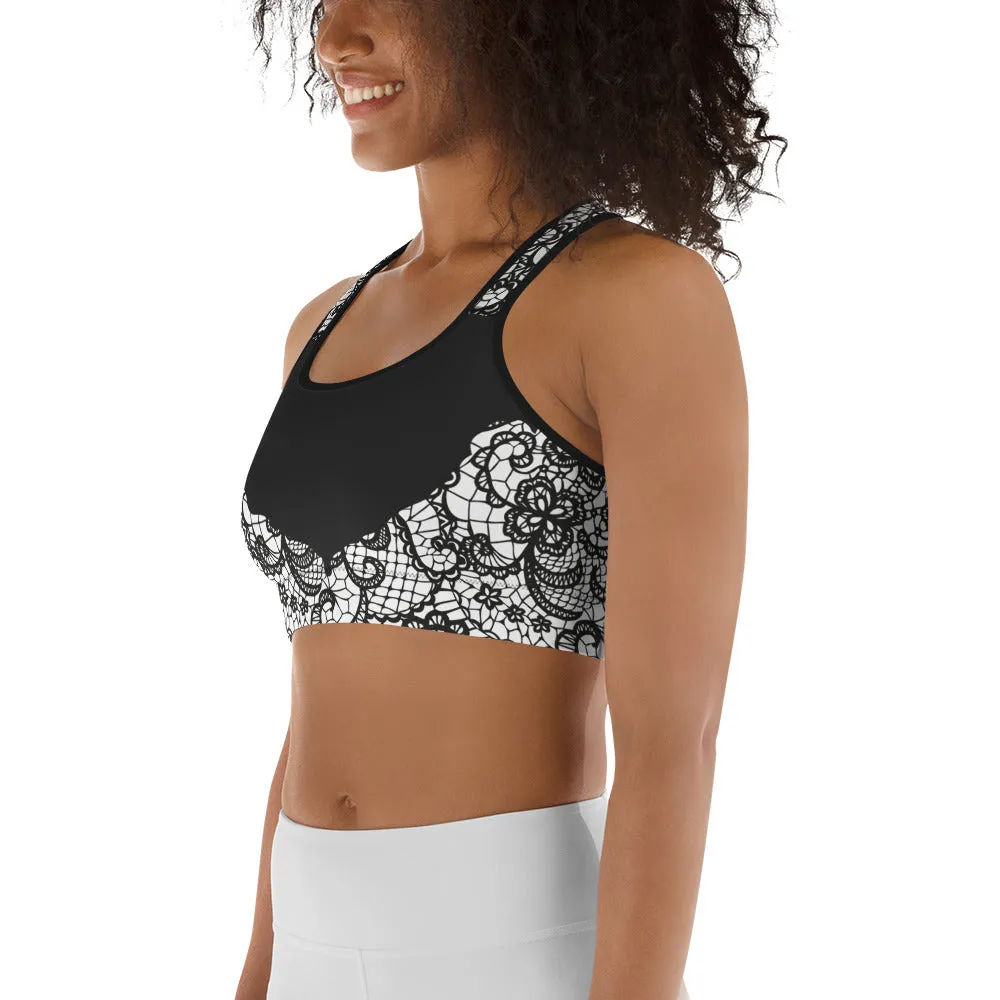 Lace Cut Out Sports Bra
