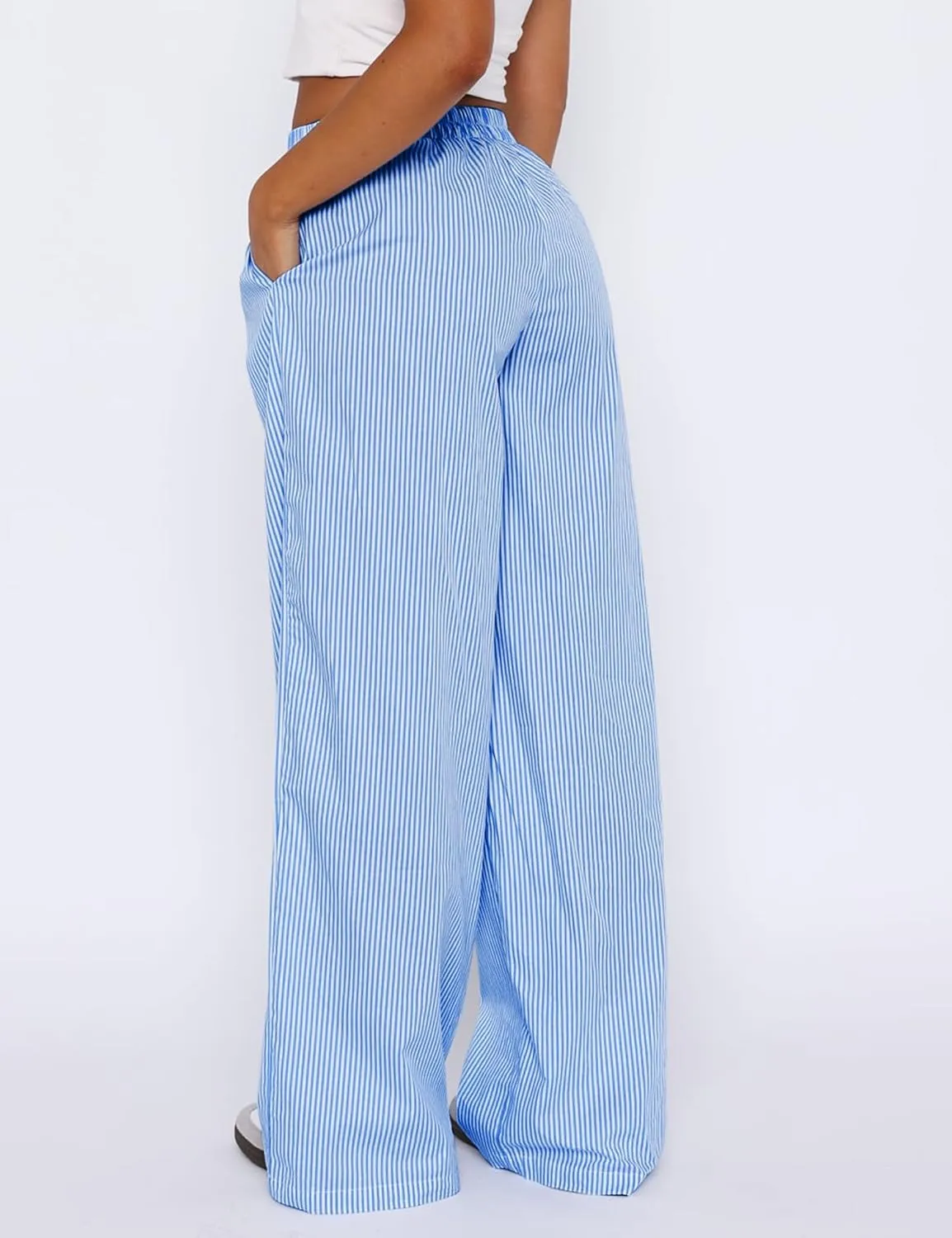 LOMON Women's Striped Gingham Boxer Pants Cotton Pajama Lounge Pj Casual Plaid Trousers Y2K Beach Bottoms with Pockets
