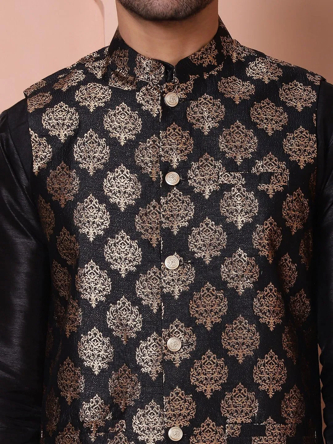 Maple Clothing Men's Nehru Jacket Indian Waistcoat Brocade Traditional Wedding Guest Modi Vest Bandhgala