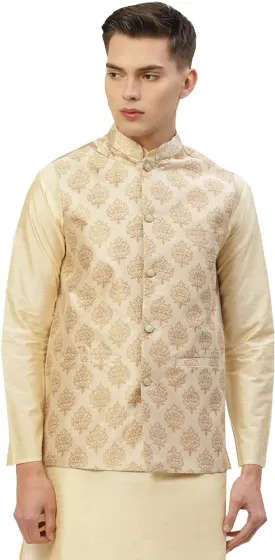 Maple Clothing Men's Nehru Jacket Indian Waistcoat Brocade Traditional Wedding Guest Modi Vest Bandhgala