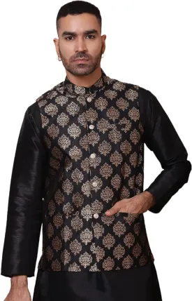 Maple Clothing Men's Nehru Jacket Indian Waistcoat Brocade Traditional Wedding Guest Modi Vest Bandhgala