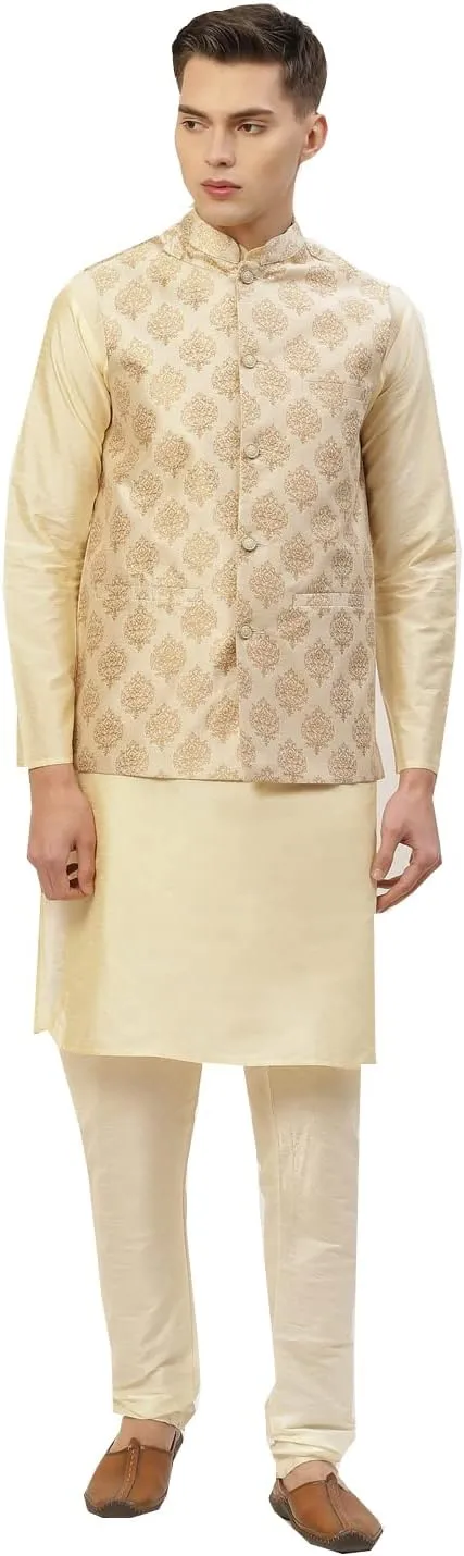 Maple Clothing Men's Nehru Jacket Indian Waistcoat Brocade Traditional Wedding Guest Modi Vest Bandhgala