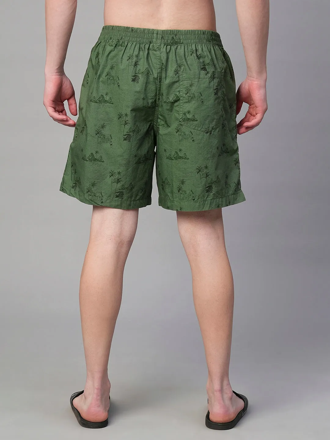 Mens Cotton Boxer - Olive Green
